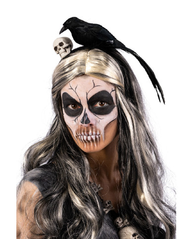 Diadema con cuervo y esqueleto sobre cartoncillo