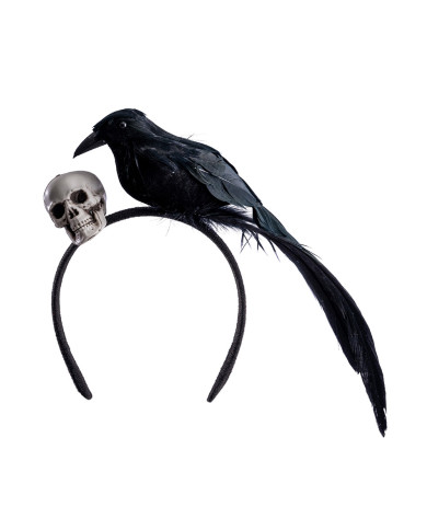 Diadema con cuervo y esqueleto sobre cartoncillo