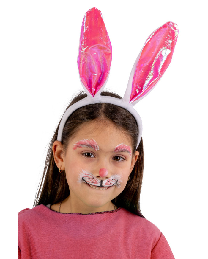 Serre-tête lapin rose, sur papier cartonné