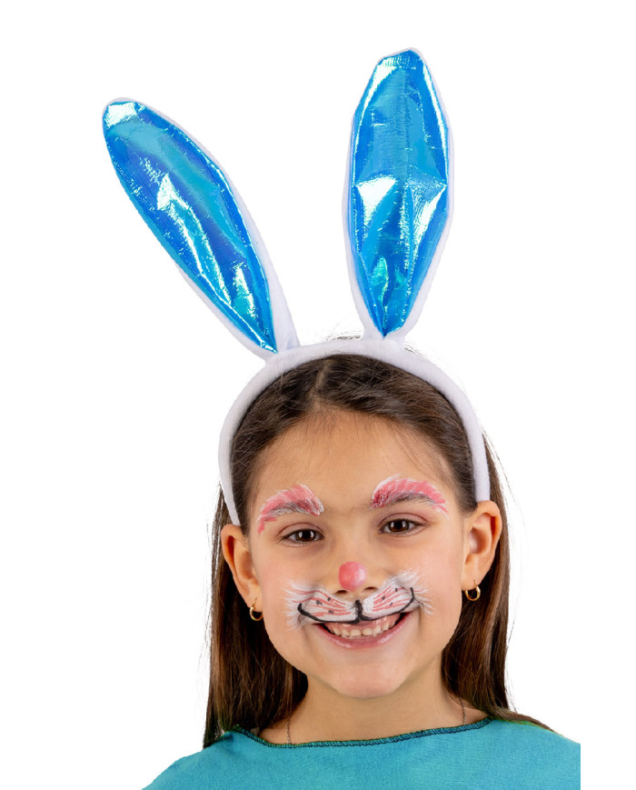 Light blue rabbit headband on card