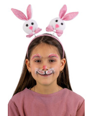 Diadema con conejitos rosa con solapa de cartón