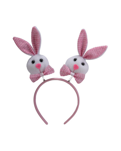 Diadema con conejitos rosa con solapa de cartón