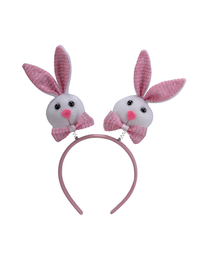 Cerchietto con conigletti rosa con cavallotto