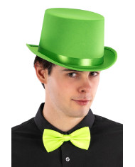 Sombrero de copa de raso y fieltro verde fluorescente de 12 cm de alto aprox. (t. 58) con etiqueta colgante