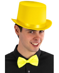 Sombrero de copa de raso y fieltro amarillo fluorescente de 12 cm de alto aprox. (t. 58) con etiqueta colgante