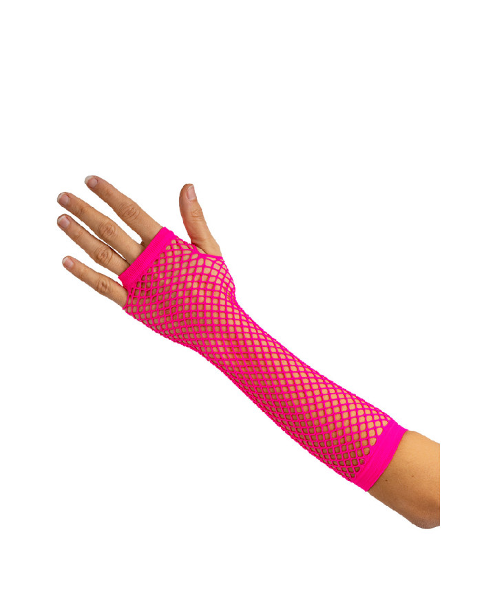 Rosa fluoreszierende Netzhandschuhe (fingerlos) in Beutel mit Aufhänger