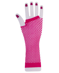 Fluo pink fishnet fingerless gloves in pbh