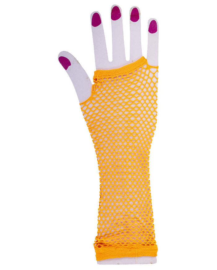 Orange fluoreszierende Netzhandschuhe (fingerlos) in Beutel mit Aufhänger