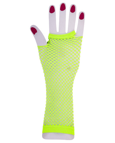 Guantes verde fluorescente de malla (sin dedos) en bolsa con solapa de cartón Guantes verde fluorescente de malla (sin dedos) en bolsa con solapa de cartón