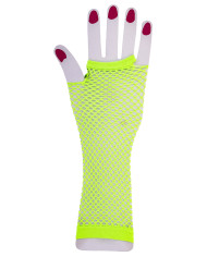 Fluo green fishnet fingerless gloves in pbh
