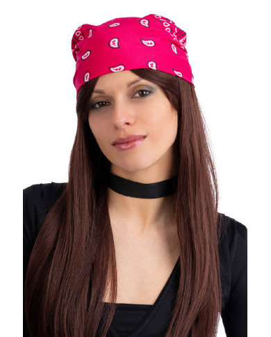 Bandana aus Stoff, ca. 55 x 55 cm, rosa fluoreszierend, in Beutel mit Aufhänger Bandana aus Stoff, ca. 55 x 55 cm, rosa fluoreszierend, in Beutel mit Aufhänger