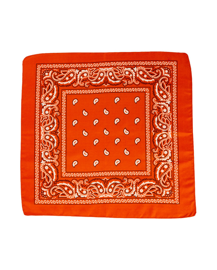Bandana orange fluo en tissu 55x55 cm env., dans un sachet avec étiquette ferme-sachet Bandana orange fluo en tissu 55x55 cm env., dans un sachet avec étiquette ferme-sachet