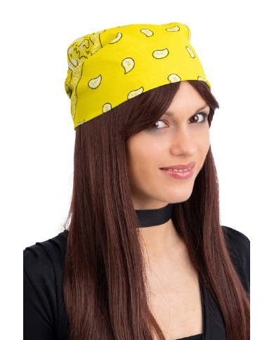 Bandana giallo fluo in tessuto cm. 55x55 ca. in busta con cavallotto Bandana giallo fluo in tessuto cm. 55x55 ca. in busta con cavallotto