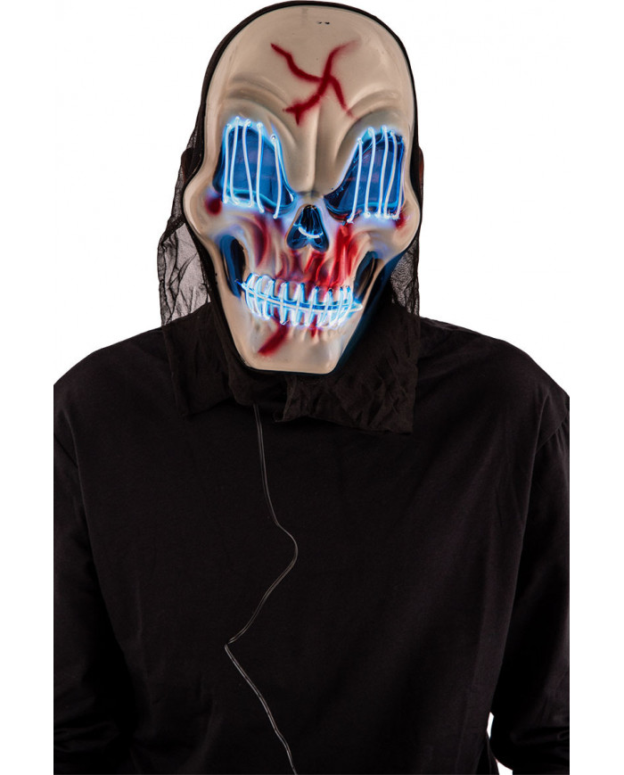 Plastic skeleton mask with lighting decorations, a disguise to