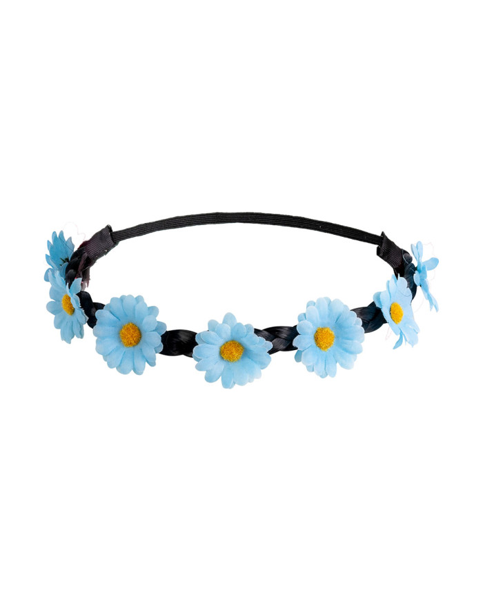 Coroncina con fiori su treccina col. ass. con cavallotto