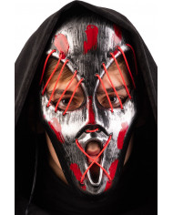 Maschera fantasma in plastica di colore grigio e rosso con