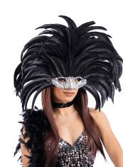 Couvre-chef brésilien plumes noires avec masque, dans un sachet avec étiquette ferme-sachet Couvre-chef brésilien plumes noires avec masque, dans un sachet avec étiquette ferme-sachet