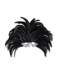 Couvre-chef brésilien plumes noires avec masque, dans un sachet avec étiquette ferme-sachet Couvre-chef brésilien plumes noires avec masque, dans un sachet avec étiquette ferme-sachet