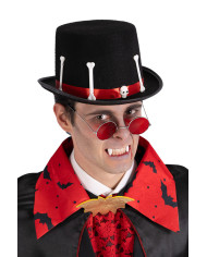 Felt black top hat with bones h.cm. 14 with label