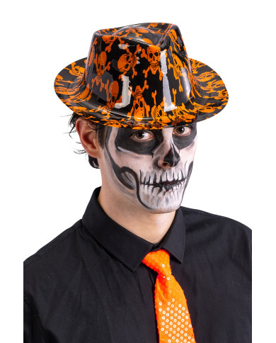 Gangsterhut Halloween aus Kunststoff versch. Modelle mit Pappschild/Etikett