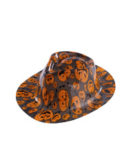Chapeau gangster halloween en plastique, modèles assortis, avec étiquette volante / étiquette