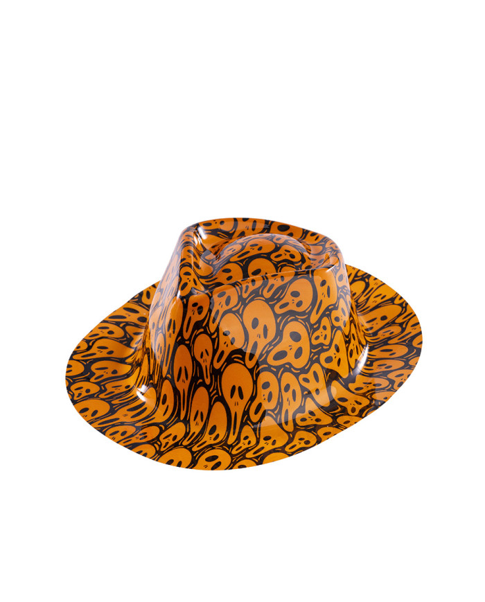 Chapeau gangster halloween en plastique, modèles assortis, avec étiquette volante / étiquette