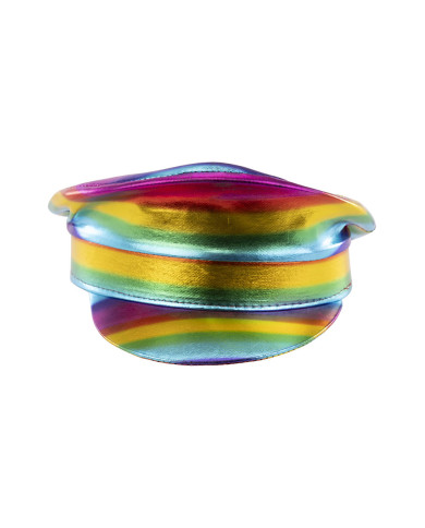 Sombrero metalizado arcoíris con etiqueta colgante/etiqueta adhesiva