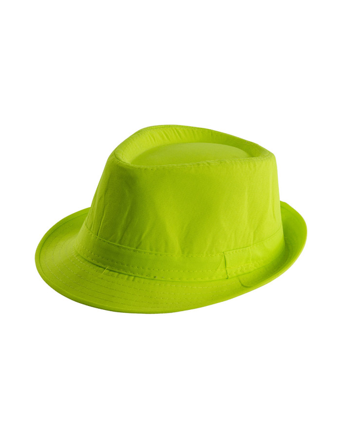 Green fluo gangster hat with label