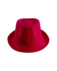 Chapeau gangster rose fluo en tissu, avec étiquette volante / étiquette
