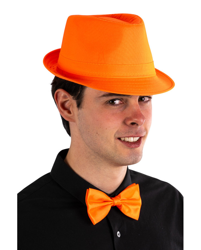 Orange fluo gangster hat with label
