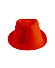 Chapeau gangster orange fluo en tissu, avec étiquette volante / étiquette