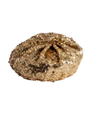 Béret basque doré à paillettes, avec étiquette volante / étiquette Béret basque doré à paillettes, avec étiquette volante / étiquette