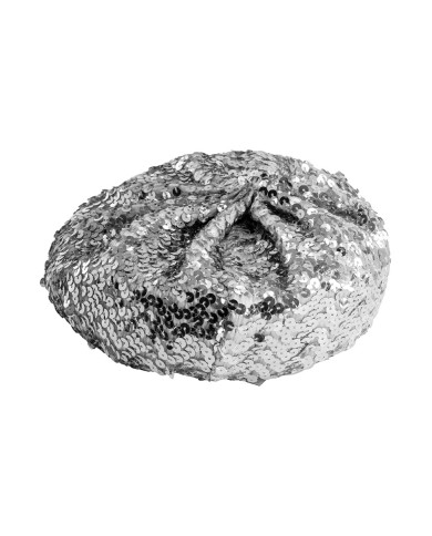 Béret basque argenté à paillettes, avec étiquette volante / étiquette Béret basque argenté à paillettes, avec étiquette volante / étiquette