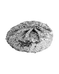 Cappello basco argento in paillettes  con cartellino/etichetta