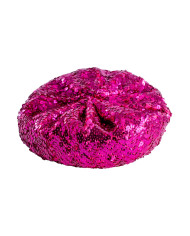 Boina rosa fluorescente con lentejuelas con etiqueta colgante/etiqueta adhesiva