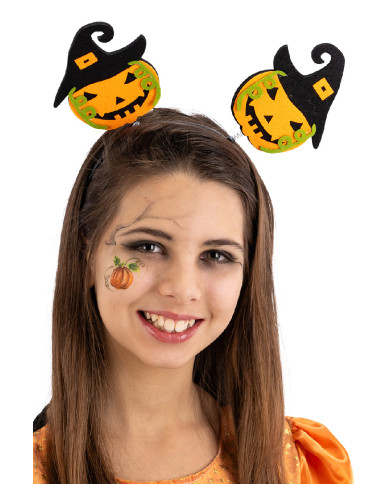 Diadema calabaza de fieltro con solapa de cartón