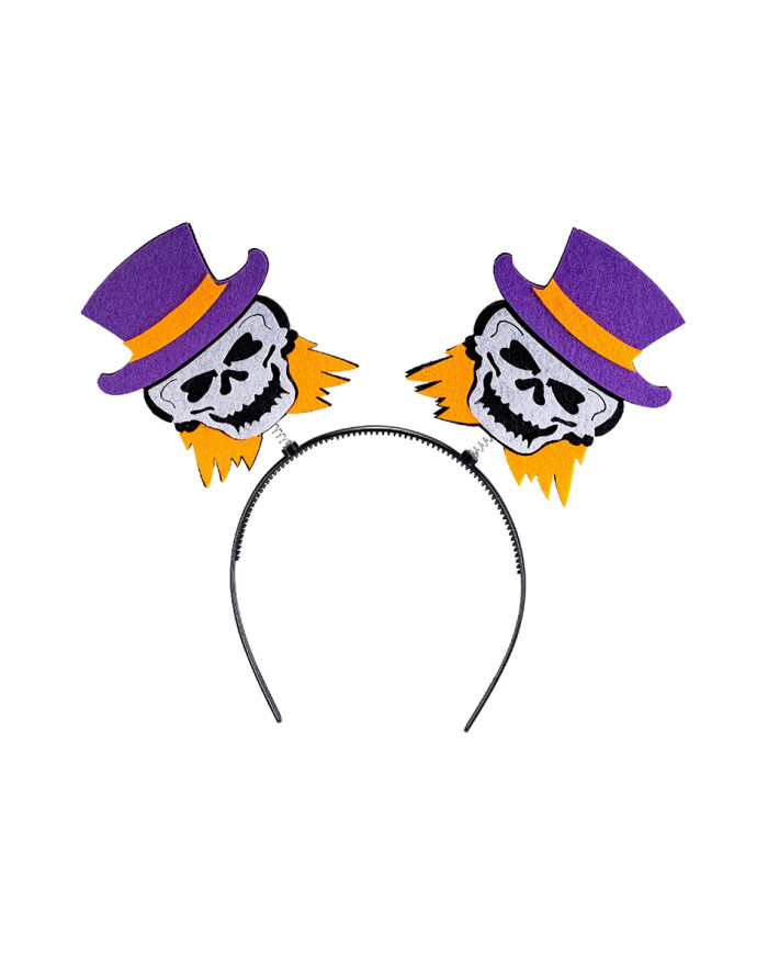 Diadema calavera de fieltro con solapa de cartón