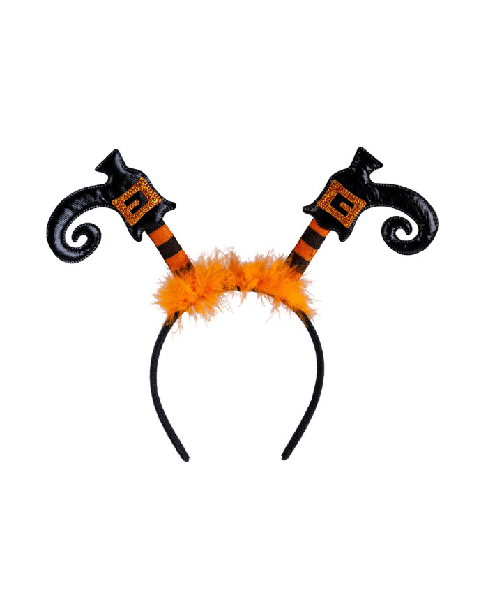 Diadema con piernas de bruja con solapa de cartón