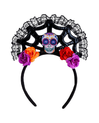 Headband with mexican skull with header