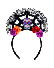 Headband with mexican skull with header