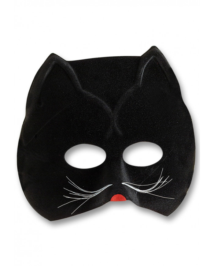 Black flocked chinless cat mask with whiskers. You could be a