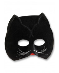 Black flocked chinless cat mask with whiskers. You could be a