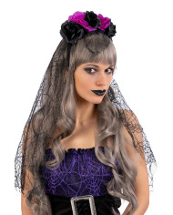 Headband with roses and veil in pbh