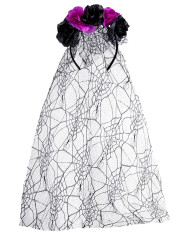 Headband with roses and veil in pbh
