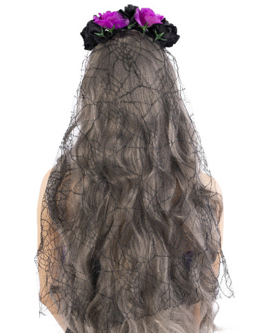 Headband with roses and veil in pbh