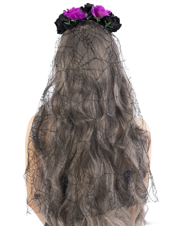 Headband with roses and veil in pbh