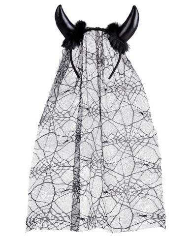 Cerchietto diavolo nero con pizzo in busta con cavallotto