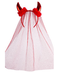 Diadema diablo rojo con encaje en bolsa con solapa de cartón