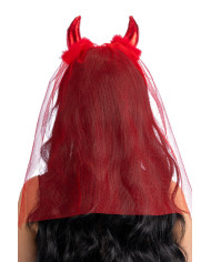 Red devil headband with lace in pbh
