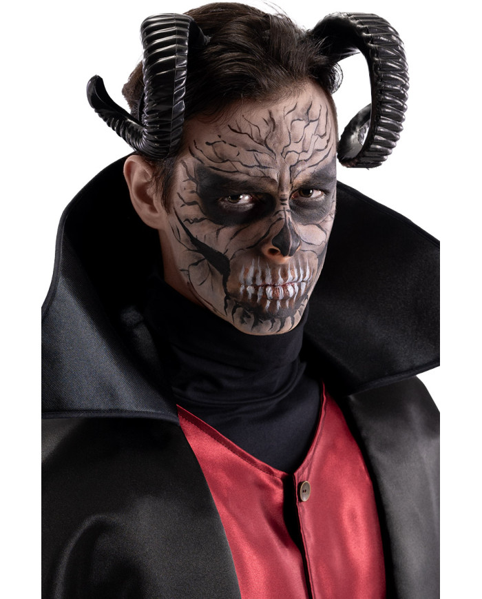 Serre-tête halloween avec cornes enroulées, avec étiquette cartonnée pliée